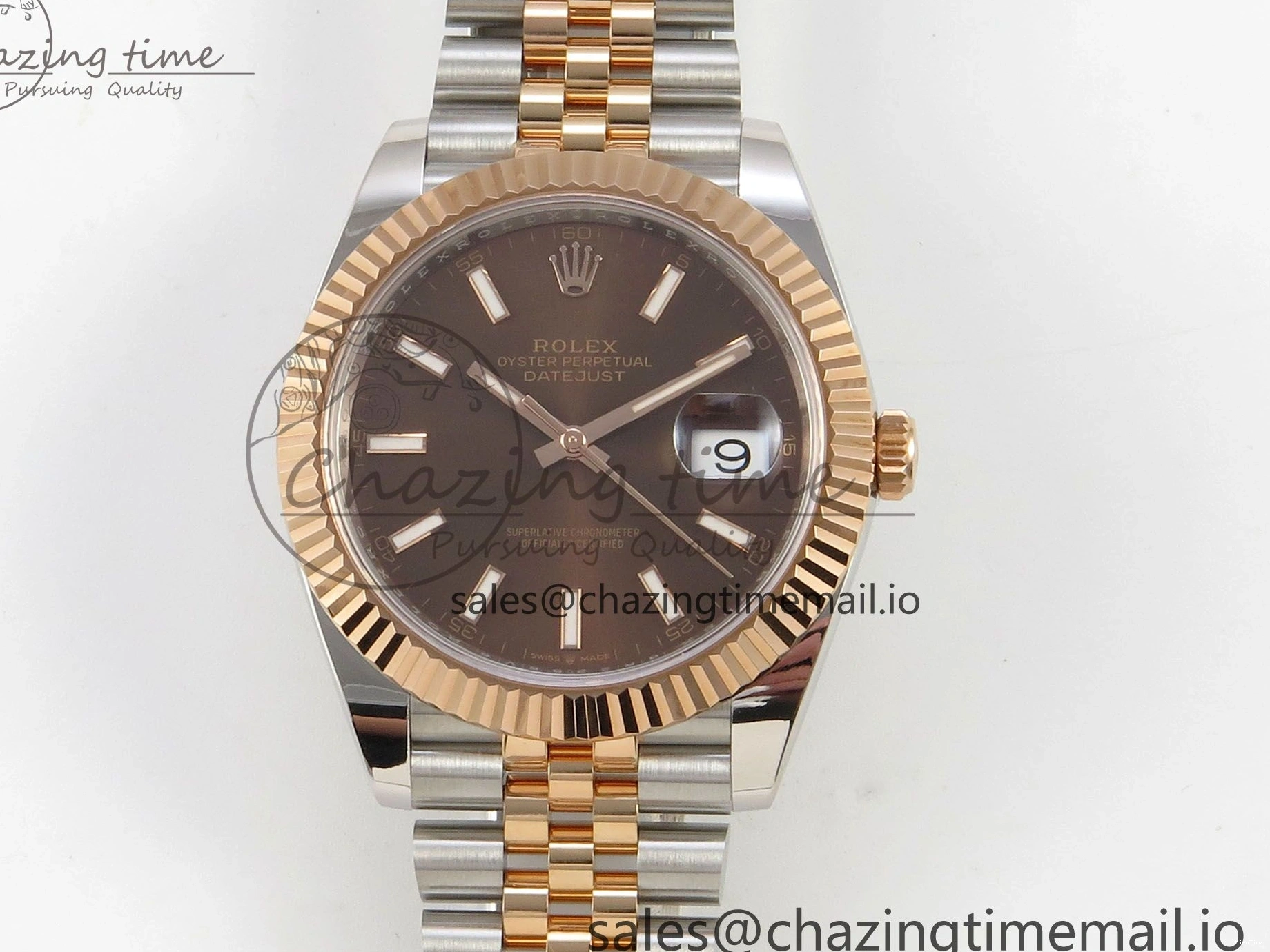 MiroTime 0202 DateJust 41 126331 SS RG ARF 1:1 Best Edition Brown Stick Dial on Jubilee Bracelet SH3235 (Weighted) TopPick 196
